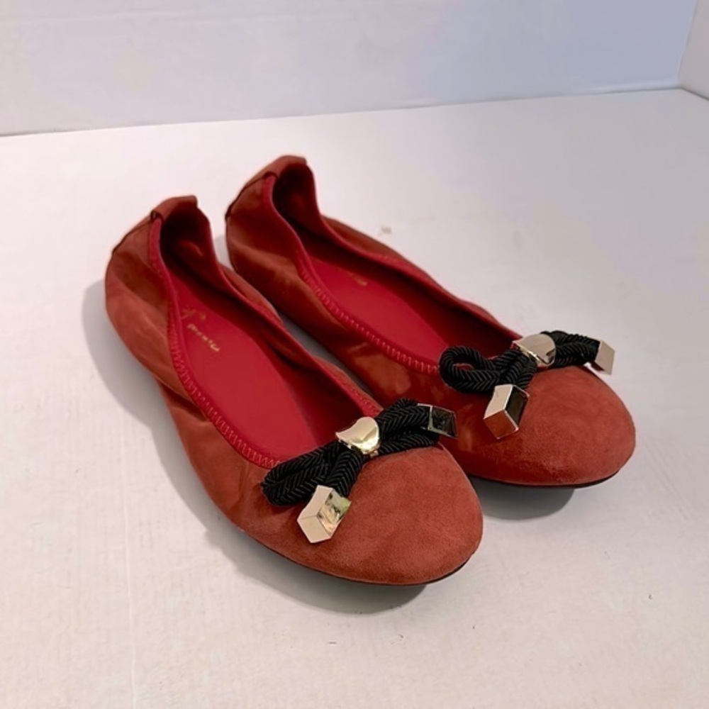 Jorja’s Monica Stella Elegant Red Ballet Flats with Bow Accent size 39
